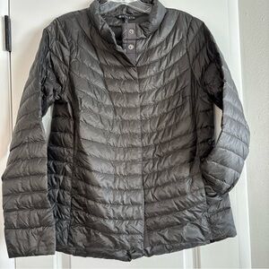 Athleta Jacket Womens S Black Goose Down Puffer Coat Snap Outdoor Winter